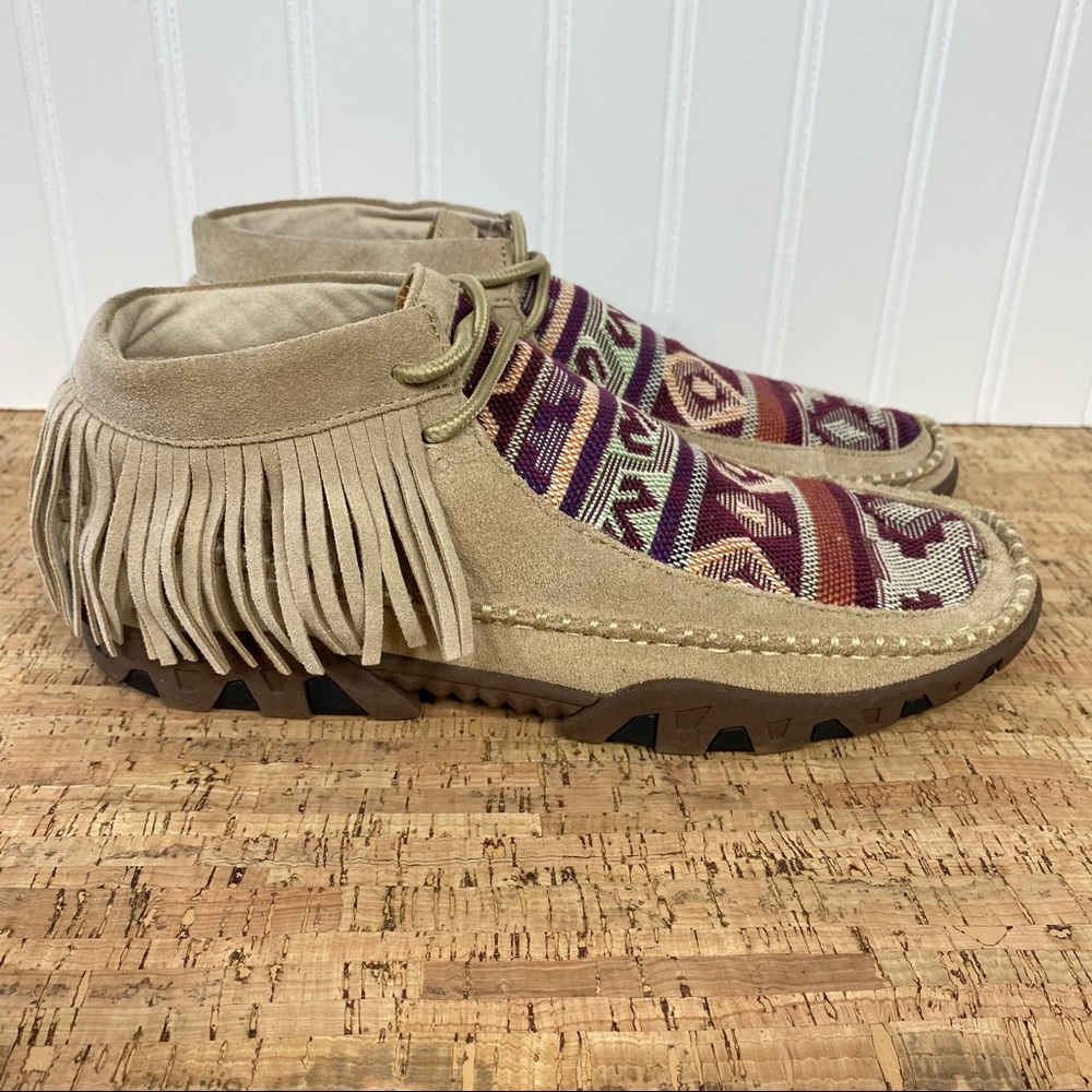 Ferrini Maya Tan Suede Fringe Moccasins